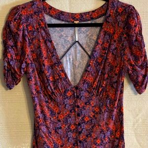 Free People Floral Print Button Top. Women’s Size:Medium.